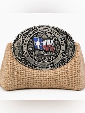 Vintage State of Texas Sesquicentennial Brass Belt Buckle 12477